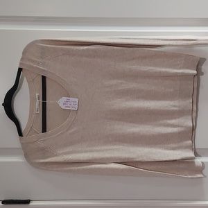 Sfera Cream/Tan Round Neck Lightweight Longsleeve Sweater Small